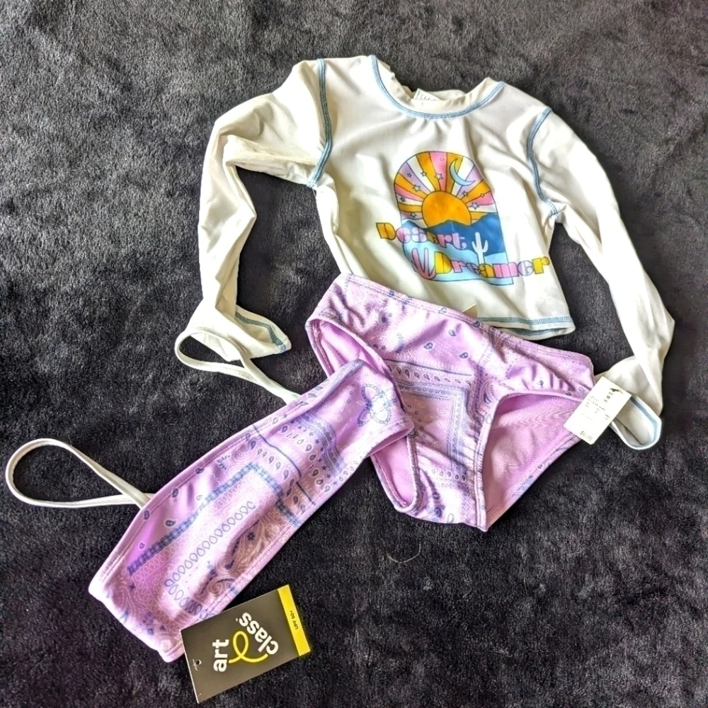 NWT Art Class Girls 3 Piece Swim Suit XS, M